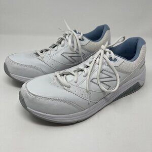 New Balance Women's leather lace up walking shoe casual sneaker white blue 10.5